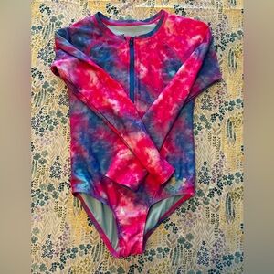Under Armour Kids Tie-Dye Swim One Piece - Pink and Blue